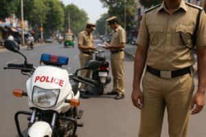 जशपुर में बिना हेलमेट पकड़े गए 12 पुलिसकर्मी, एसएसपी बोले – कानून सब पर समान लागू